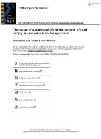 Journal Article - The Value of a Statistical Life in the Context of Road Safety: A New Value Transfer Approach